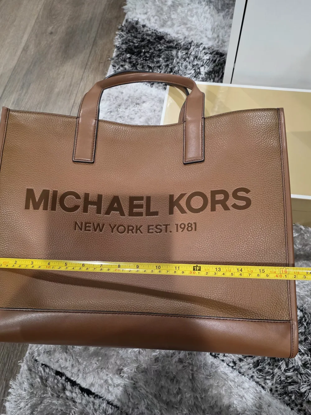 Michael Kors Brown Leather Logo Large Tote